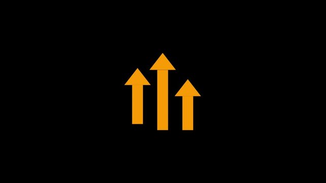 Up arrow on animation on background. Three arrow direction by up animation on black background.