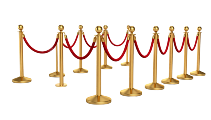 Luxury VIP guest walkway barrier background on white background