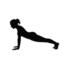 Silhouette of a woman doing the plank exercise for core strength