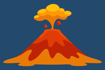 A Cartoonish Volcano With Bubbling Lava In A Simple And Fun Illustrated Art Style