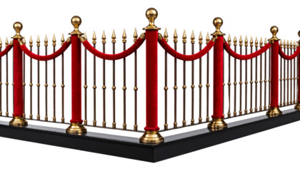 Luxury VIP guest walkway barrier background on white background