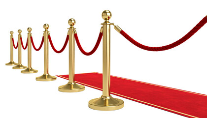Luxury VIP guest walkway barrier background on white background