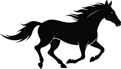 A silhouette of a running horse vector illustration. Drawing the silhouette of running horse
