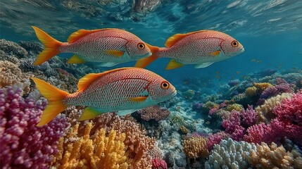 Fototapeta premium Coral reef teeming with fish