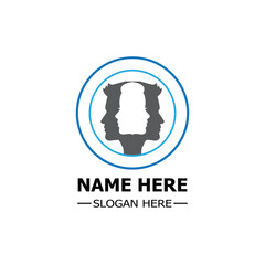 Modern Silhouette Logo Template with Customizable Name and Slogan – Blue Circular Design.