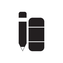 Pencil and eraser icon. Stationery combo with pencil and eraser, essential for students.