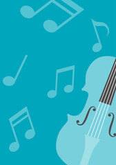 Obraz premium Vector illustration of violin and music notes in vertical composition, suitable for classical concert flyers or programs