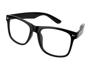 Floating Stylish Black Square Glasses with Subtle Gloss, PNG Isola