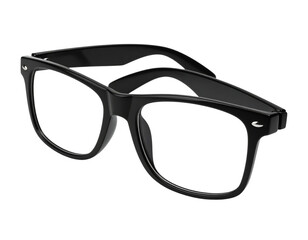 Folded Black Spectacles with Slim Temples and Matte Finish, Transparent PNG