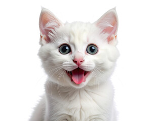 Kitten with Big Eyes and Tongue Out in Surprise, Transparent Background