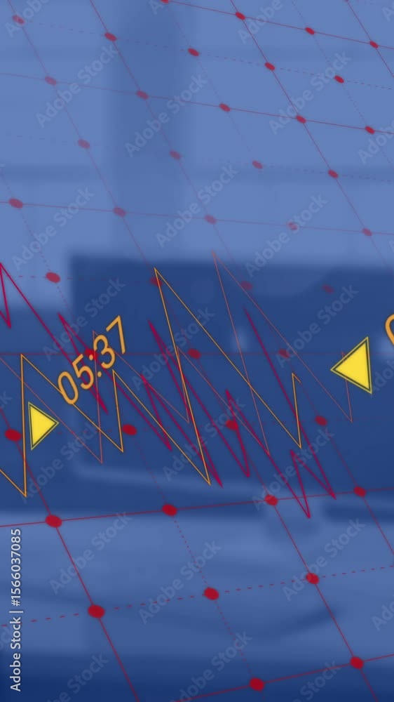 Poster animation of data processing over grid network against office desk