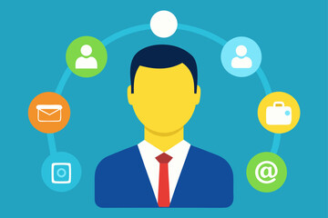 business person network icons social tech