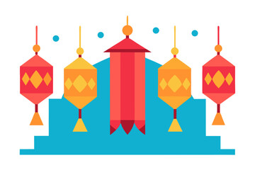 Paper Graphic Indian Lanterns on Indian Festival