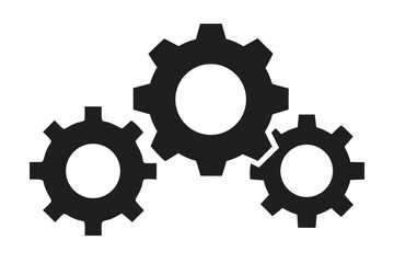 Multiple Gears System Integration Icon Silhouette
