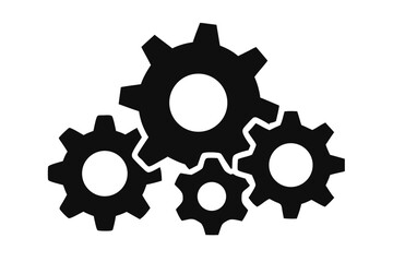 Multiple Gears Icon System Integration Silhouette