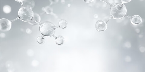 This abstract 3D background showcases a white molecular structure, symbolizing skin care, collagen, and scientific technology. The concept highlights the texture of cell.