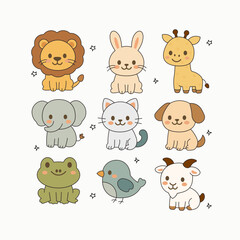 Cute animal set vector illustration