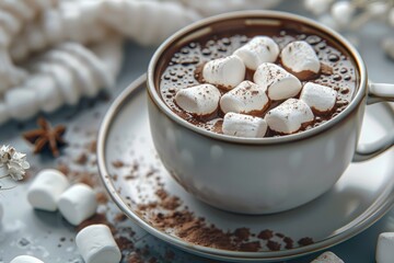 Ultra Hd Visual of Hot Chocolate with White Marshmallow Slices