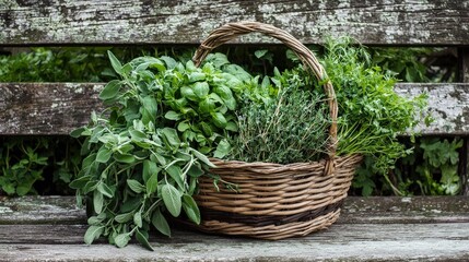 Fresh Organic Herb Garden Harvest