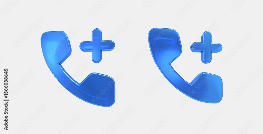 Poster add call 3d icon on isolate white background