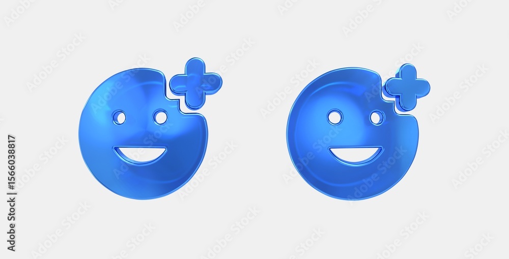 Poster add reaction 3d icon on isolate white background