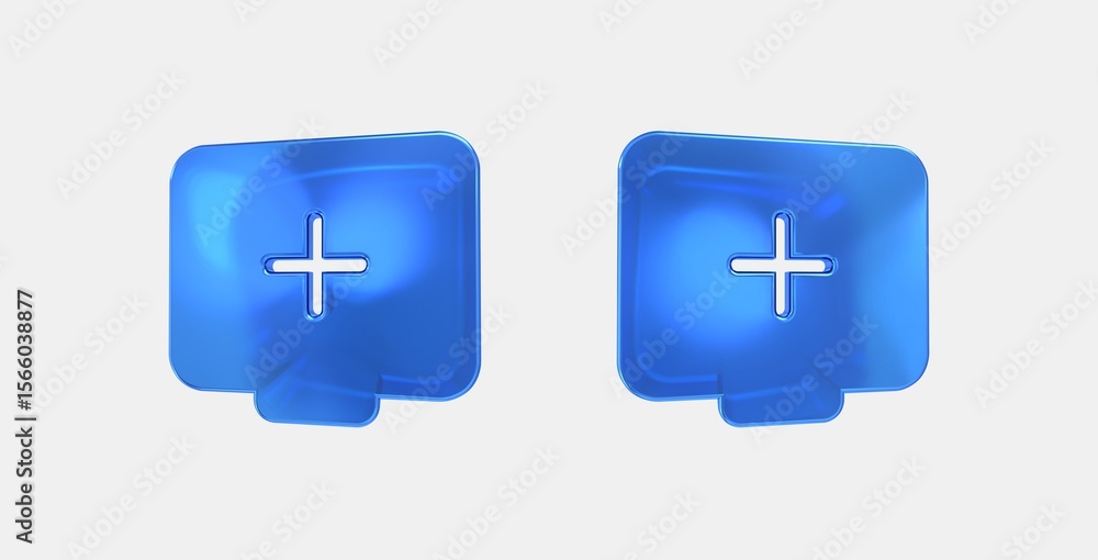 Poster add to queue 3d icon on isolate white background