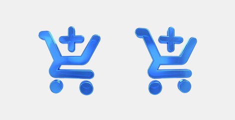 add shopping cart 3D icon on isolate white background