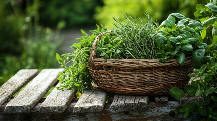 Fresh Organic Herb Garden Harvest