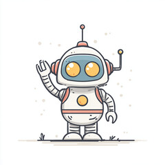 Funny 3D cartoon robot astronaut character illustration