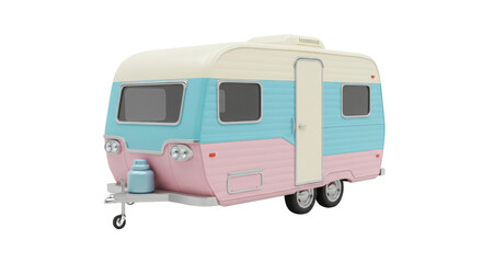 Pastel colored vintage caravan camper isolated PNG with Transparent Background
