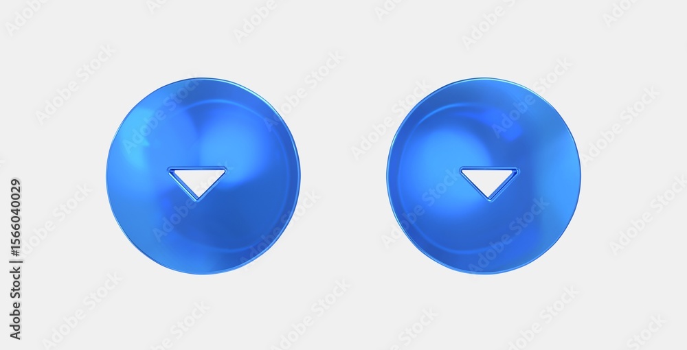 Poster arrow drop down circle 3d icon on isolate white background