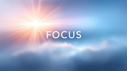 The word FOCUS visualized in a dreamy and spiritual artistic scene, evoking the power of manifesting dreams into reality.