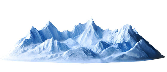 Fototapeta premium Breathtaking panorama of snow-covered mountains against a dark backdrop evokes a serene and icy atmosphere perfect for winter themes or adventurous landscapes, transparent background
