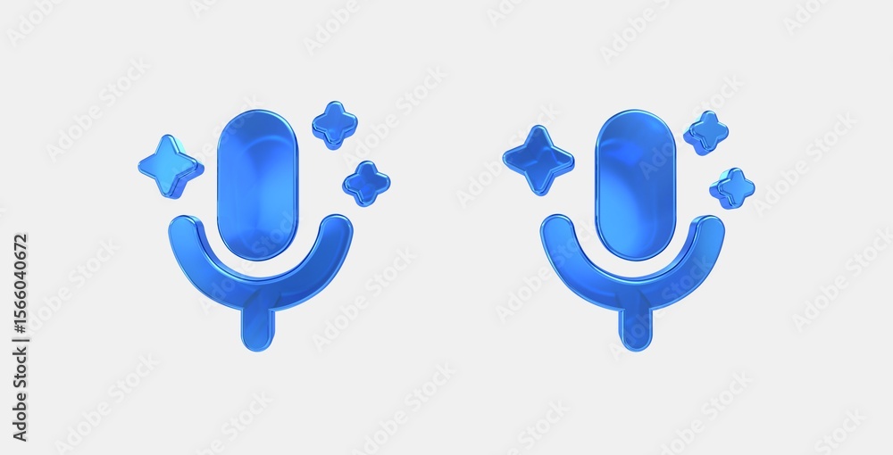 Poster auto detect voice 3d icon on isolate white background