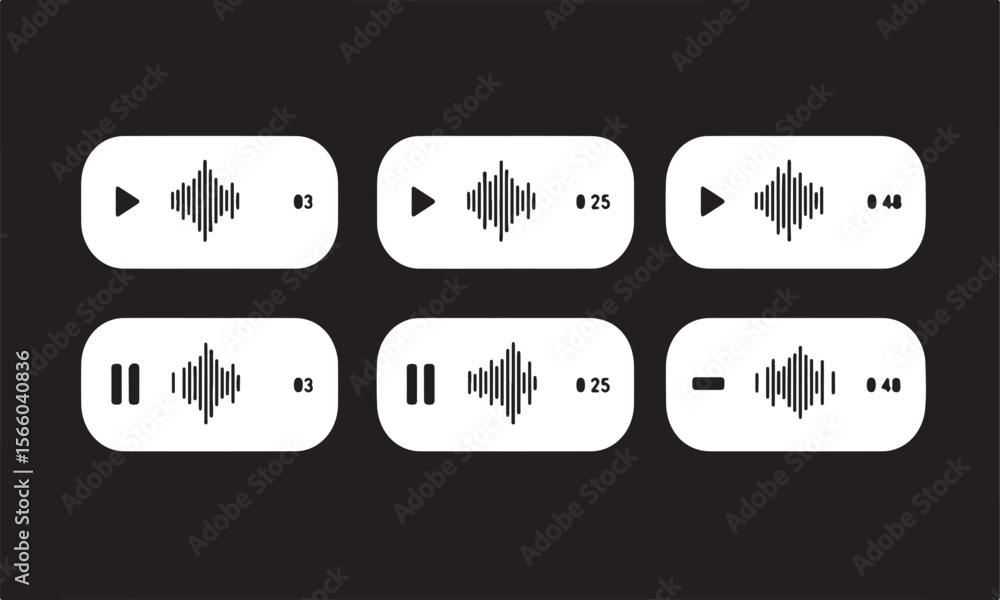 Aufkleber set of audio message user interface icons, media player interface