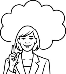 Obraz premium Woman thinking idea concept illustration thought bubble inspiration solution business insight vector art editable vector