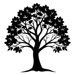 Obraz premium Sycamore vector tree silhouette