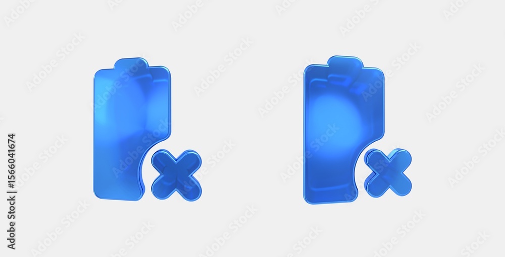 Poster battery error 3d icon on isolate white background