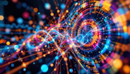 Obraz premium Abstract Digital Vortex: A Symphony of Light and Data
