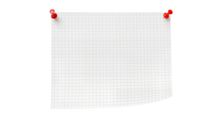 Texture of white grid paper pinned with a red pushpin