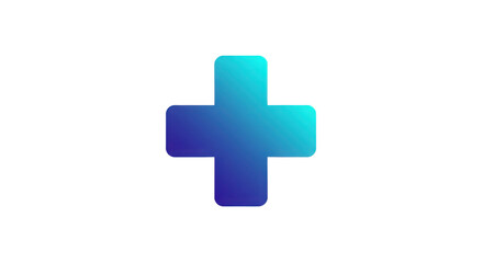 Fototapeta premium Blue gradient medical cross icon isolated on white background
