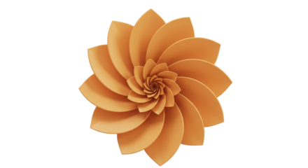 Abstract Modern Geometric Spiral 3D Render Illustration in Orange Color isolated on Transparent Background
