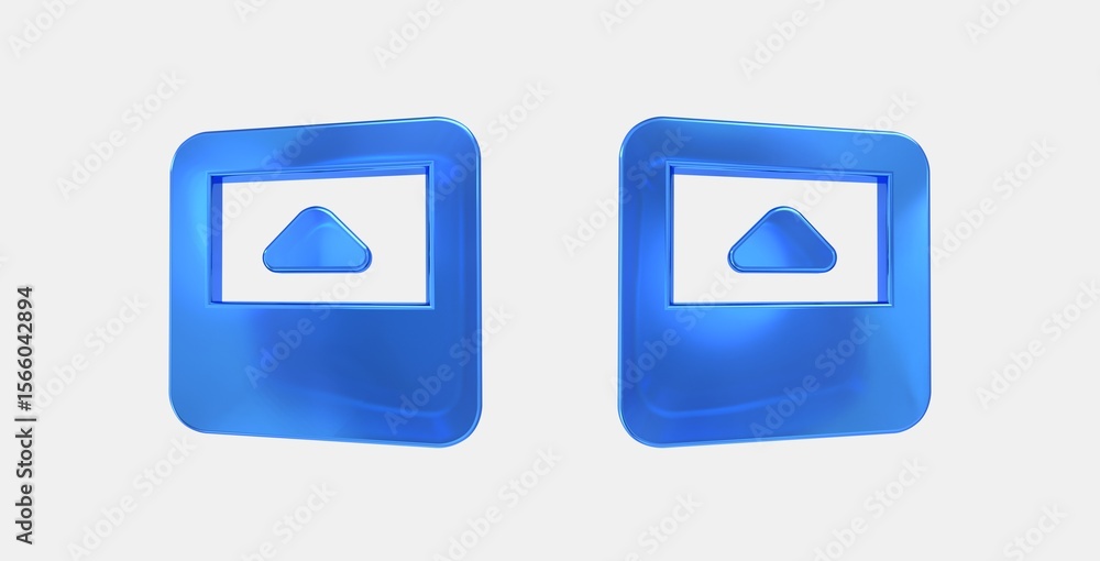 Poster bottom panel open 3d icon on isolate white background