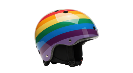 Rainbow pride skateboard helmet isolated on white background