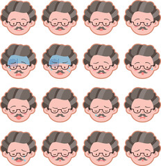 Face icons, So many expressions : An illustration of woman with various facial expressions.