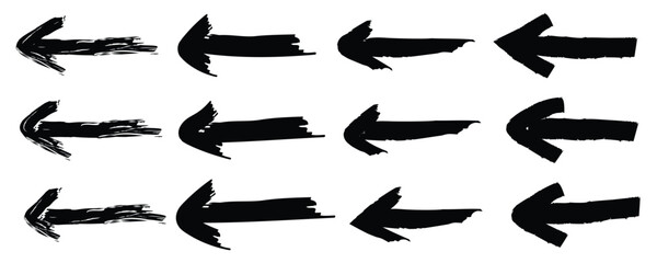 Grunge arrow vector set. Sketch pencil arrow scribble arrow icon. Grunge arrows collection. Vector illustration isolated on white background. 