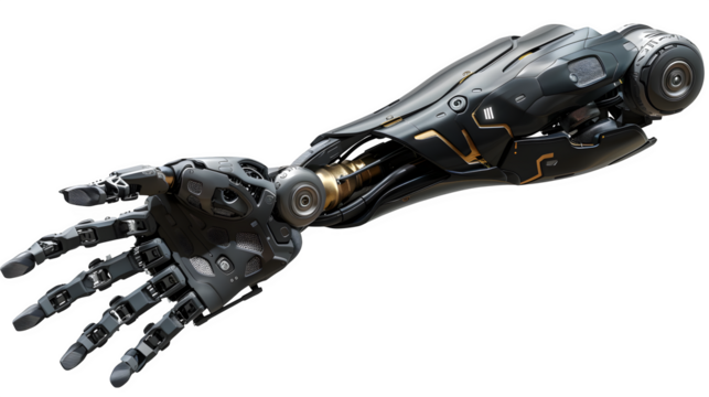 Cybernetic Arm 3d rendered, isolated on transparent background