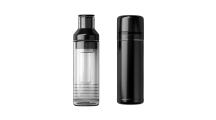 Electronic cigarette components, disassembled, isolated on transparent background