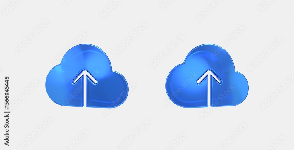 Poster cloud upload 3d icon on isolate white background
