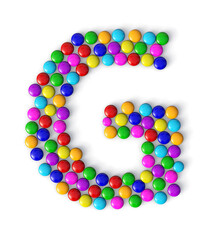 G made of colorful chocolate candy isolated on transparent background. 3d chocolate candy Alphabet.